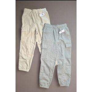 GAP Kids Soft Jogger Cargo Sweatpants (2) Pair Size M (8) Grey Ivory Girls Boys